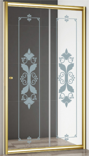 Душевая дверь в нишу Cezares Giubileo-BF-1 стекло с узором, золото фото 2