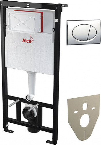 Система инсталляции для унитазов AlcaPlast Sadromodul AM101/1120 + M71 + M91 4 в 1 кнопка смыва хром фото 2