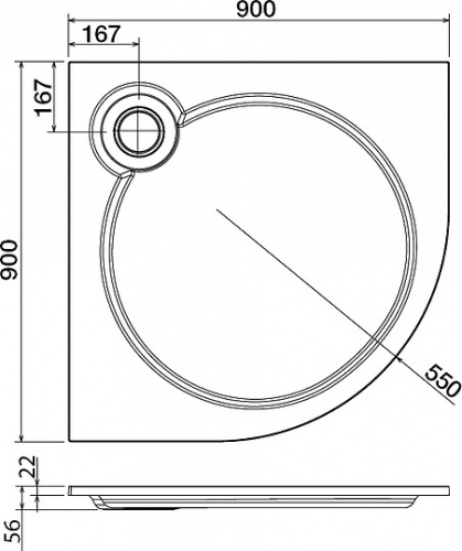 Поддон для душа Cezares Tray R 90-550 радиальный фото 2