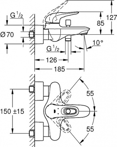 Смеситель Grohe Eurostyle New 33591LS3 для ванны с душем фото 2