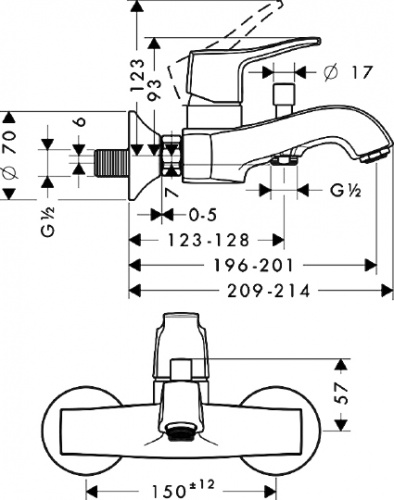 Смеситель Hansgrohe Metris Classic 31478000 для ванны с душем фото 6