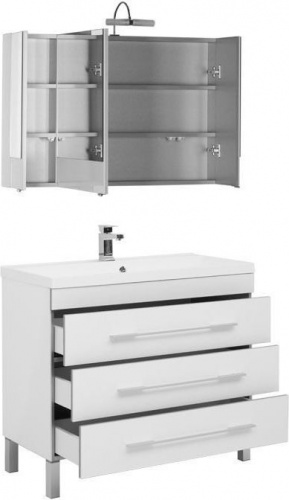 Комплект мебели для ванной Aquanet Верона NEW 100 белый (напольный 3 ящика) фото 2