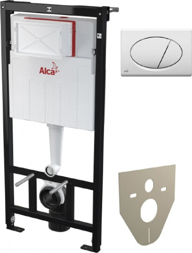 Система инсталляции для унитазов AlcaPlast Sadromodul AM101/1120 + M70 + M91 4 в 1 кнопка смыва белая фото 2