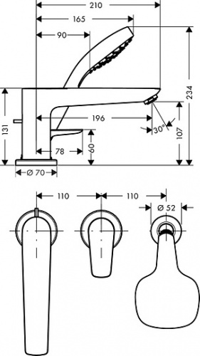 Смеситель Hansgrohe Talis E 71731000 на борт ванны фото 2