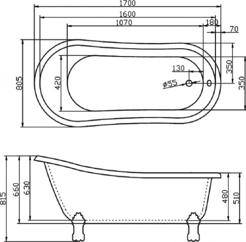 Акриловая ванна BelBagno BB04 фото 5