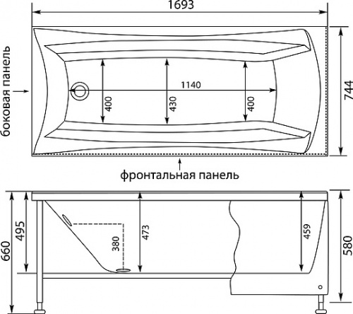 Акриловая ванна Aquanet Cariba 170x75 фото 17