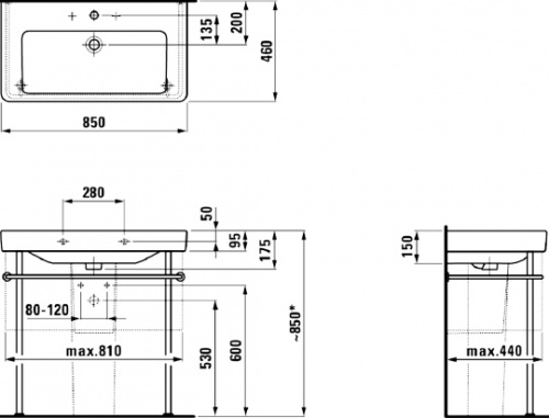 Раковина Laufen Pro S 8.1396.5.000.104.1 85 см фото 4