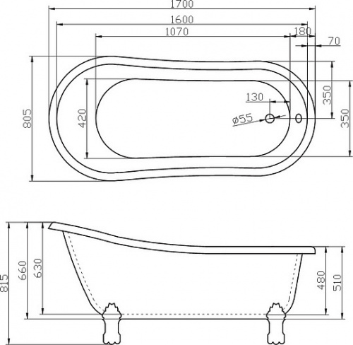 Акриловая ванна BelBagno BB04-ROS фото 8