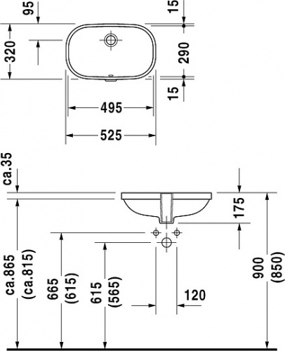 Рукомойник Duravit D-Code 0338490000 встраиваемый фото 4