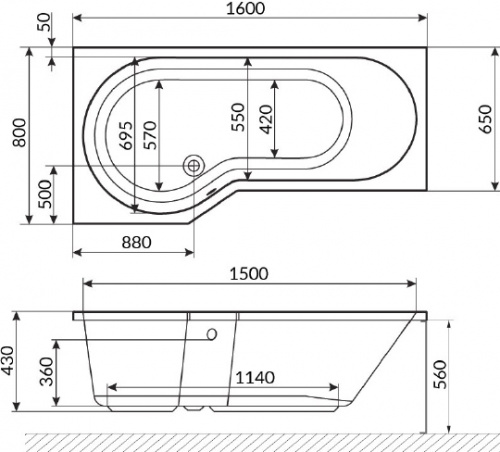 Акриловая ванна Excellent Be Spot 160x80 левая фото 6