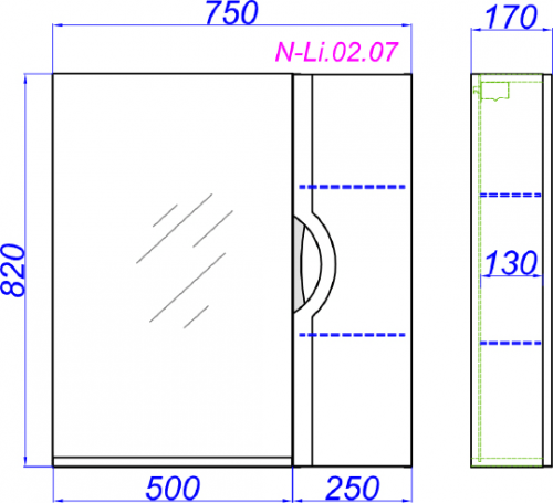 Зеркало-шкаф Aqwella Н-Лайн 75 R фото 4