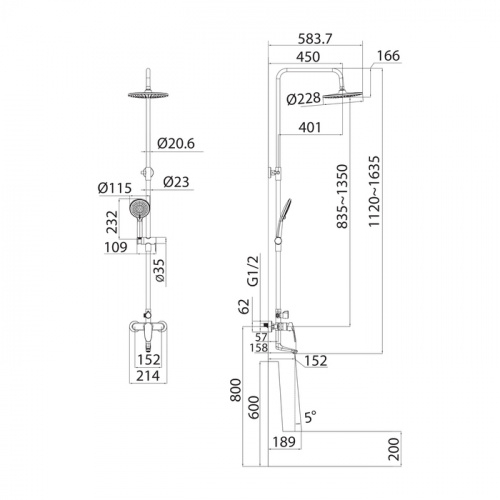 Смеситель с верхним душем и изливом, Optima Home, IDDIS, OPTSB3Fi06 фото 7