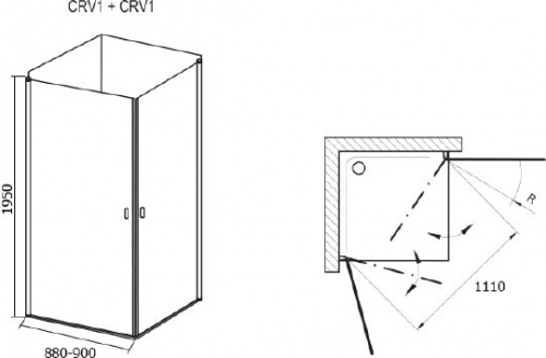 Душевой уголок Ravak CRV1-90+CRV1 Transparent, профиль белый фото 5