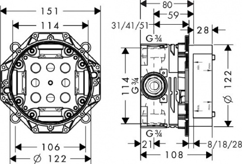 Монтажная коробка Hansgrohe Ibox Universal 01800180 фото 3