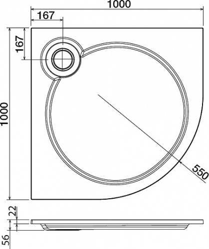 Поддон для душа Cezares Tray R 100-550 радиальный фото 2