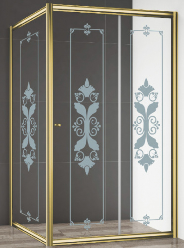 Душевая дверь в нишу Cezares Giubileo-BF-1 стекло с узором, золото фото 3