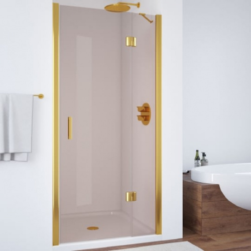 Душевая дверь в нишу Vegas Glass AFP 110 09 05 R вход 73 см, профиль золото, стекло бронза