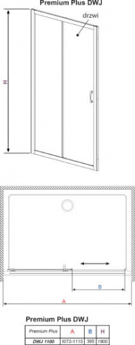 Душевая дверь в нишу Radaway Premium Plus DWJ 110 прозрачное стекло фото 3