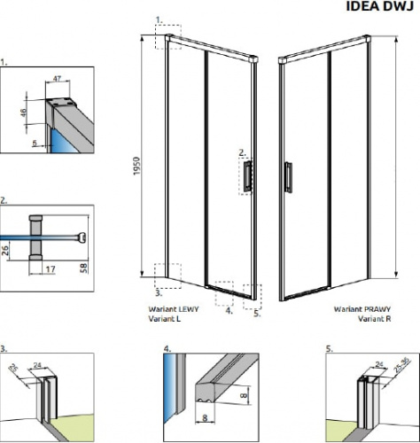 Душевая дверь в нишу Radaway Idea DWJ 100 L фото 8