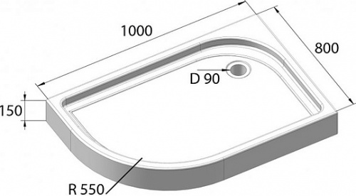 Поддон для душа BelBagno Tray 100х80 R R550 фото 2