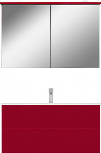 Зеркало-шкаф AM.PM Spirit V2.0 100 с LED-подсветкой, красный глянец фото 2