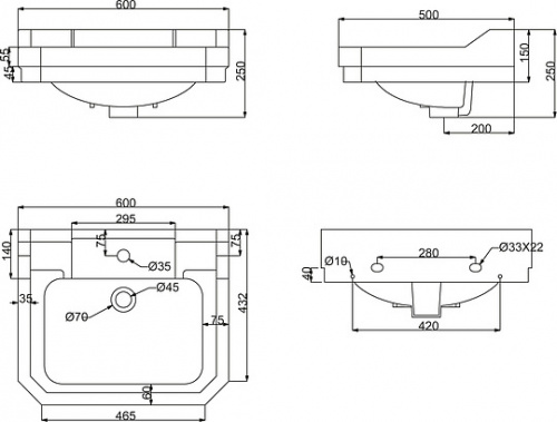 Раковина BelBagno Trevi BB135L фото 3
