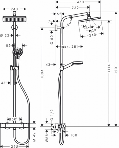 Душевая стойка Hansgrohe Crometta Е 240 1jet Showerpipe 27271000 фото 3