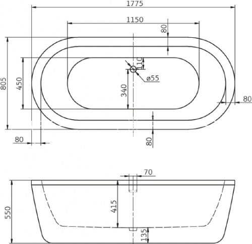 Акриловая ванна BelBagno BB12-1775 фото 3