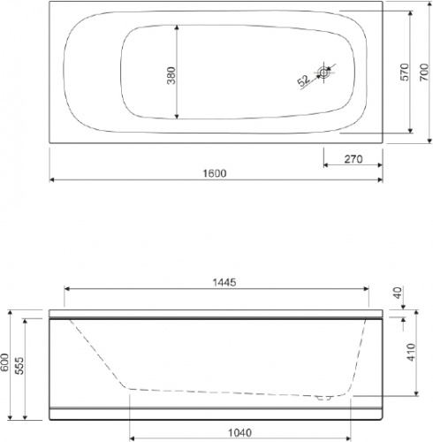 Акриловая ванна Cezares Eco 160x70 фото 4