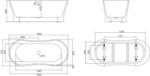 Акриловая ванна BelBagno BB406-1650-730 фото 4