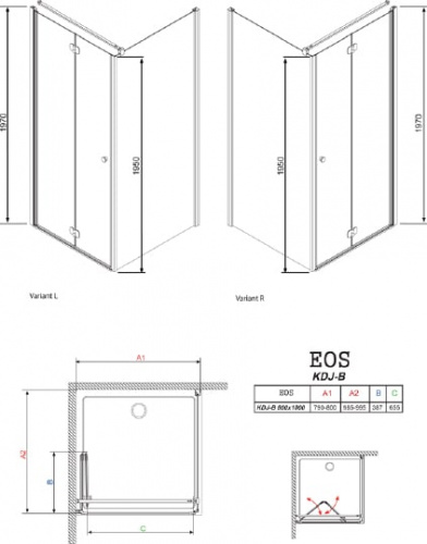 Душевой уголок Radaway EOS KDJ-B 80x100 интимато R фото 5
