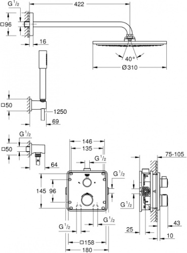 Душевой комплект Grohe Grohtherm 34730000 с термостатом фото 2