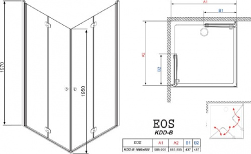Душевой уголок Radaway EOS KDD-B 100x90 интимато фото 9
