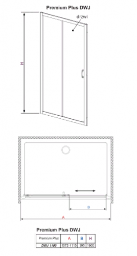 Душевая дверь в нишу Radaway Premium Plus DWJ 110 стекло фабрик фото 5