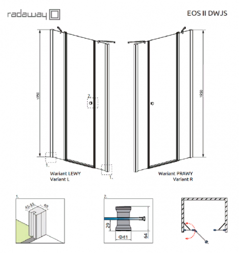 Душевая дверь в нишу Radaway EOS II DWJS 130/R 130 R фото 4