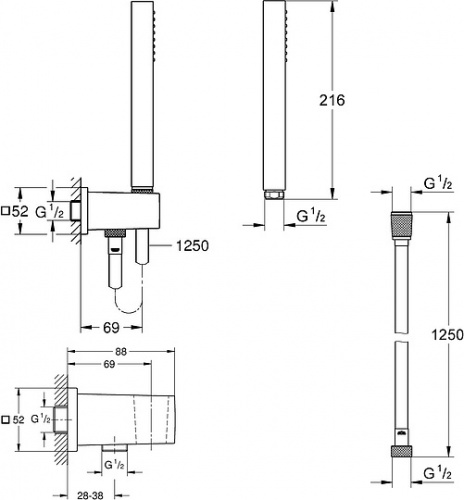 Душевой гарнитур Grohe Euphoria Cube Stick 26405000 фото 5