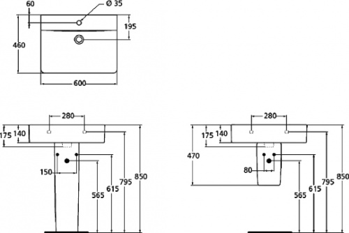 Раковина Ideal Standard Connect Cube E794501 60 см фото 12