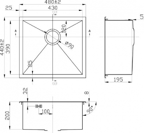 Мойка кухонная Zorg Inox X X-4844 фото 2