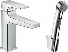 Смеситель Hansgrohe Metropol 32522000 для раковины с гигиеническим душем, с донным клапаном Push-Open