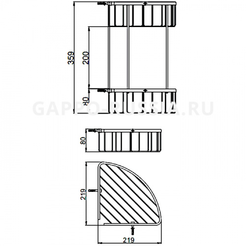 Полка-решетка 2-яруснаяс крючками угловая Gappo G334-2 фото 2