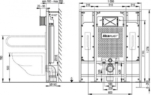 Система инсталляции для унитазов AlcaPlast Sadromodul A101/1300H фото 3