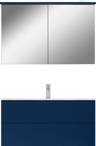 Зеркало-шкаф AM.PM Spirit V2.0 100 с LED-подсветкой, глубокий синий фото 2