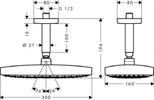 Верхний душ Hansgrohe Raindance Select E 300 2jet 27384400 фото 6