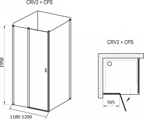 Душевой уголок Ravak CRV2-120+CPS Transparent, профиль белый фото 4