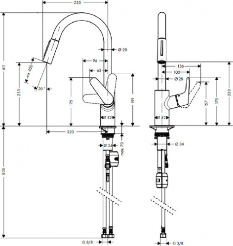 Смеситель Hansgrohe Focus 31815800 для кухонной мойки фото 3