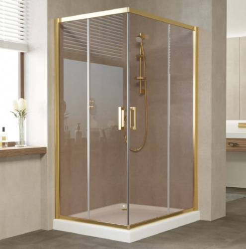 Душевой уголок Vegas Glass ZA-F 110*80 09 05 профиль золото, стекло бронза фото 2
