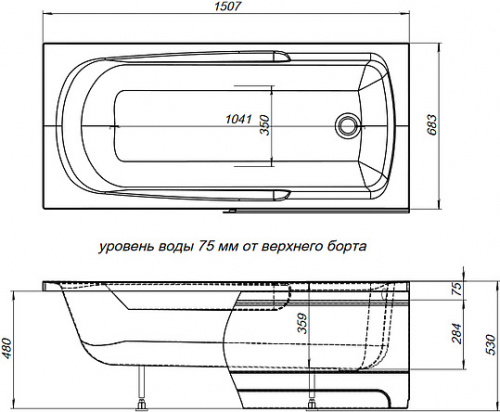 Акриловая ванна Aquanet Extra 150x70 фото 5