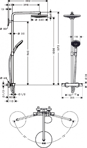 Душевая стойка Hansgrohe Raindance Select S 240 2jet 27129400 Showerpipe фото 9