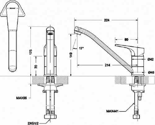 Смеситель Bravat Vega F7119177CP-1 для кухонной мойки фото 3