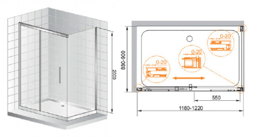 Душевой уголок Cezares Premier Soft W AH1 120/90 C Cr IV фото 8